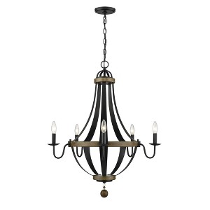 Millennium Lighting Ellijay 5 - Light Chandelier in  Matte Black/Wood Tone - 1 of 1
