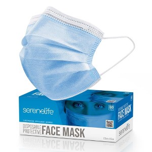 SereneLife 3 Layer Disposable Face Mask - 1 of 4