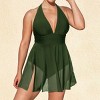 Women's Plus Size Halter Swim Dress with Mesh Overlay (00X-3X) - Cupshe - 4 of 4