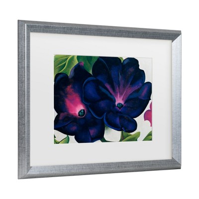 Trademark Fine Art -Georgia O'Keefe 'Black and Purple Petunias' Matted Framed Art