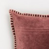 Chery Life Stonewashed Cotton Velvet Throw Pillow with Decorative Handstiched Edges-19X19" - 3 of 4