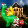 SUGIFT 9.5ft Christmas Dinosaur Inflatable Outdoor Decorations Christmas Inflatables Green Dinosaur  Christmas Decorations - 2 of 4