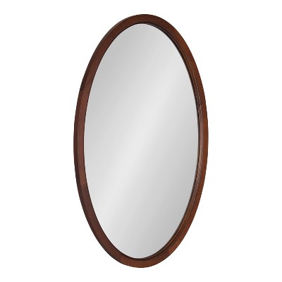 Walnut Brown Oval Wood Framed Bathroom Vanity Mirror