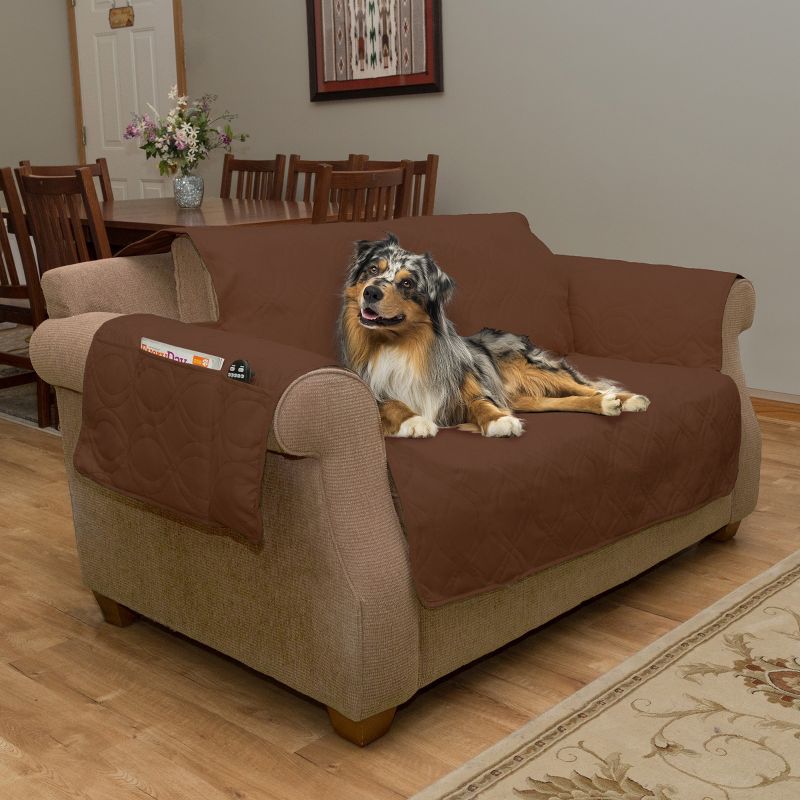 Pet Protector Furniture Covers - 100% Waterproof Couch Covers for Dogs or Cats – 2-Cushion Pet Loveseat Cover with Non-Slip Straps by PETMAKER (Brown), 1 of 7