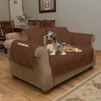 Pet Protector Furniture Covers - 100% Waterproof Couch Covers for Dogs or Cats – 2-Cushion Pet Loveseat Cover with Non-Slip Straps by PETMAKER (Brown)