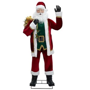 Holiday Living Motion Activated 6-FT Animated Santa Holding Giftbag - 1 of 3