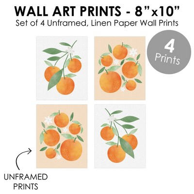 Little Clementine Orange Citrus Linen Paper Wall Art Set