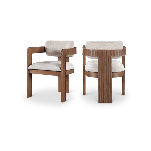 Meridian Furniture,Sacha Beige Linen Textured Fabric Dining Chair, Set of 2 - 1 of 4