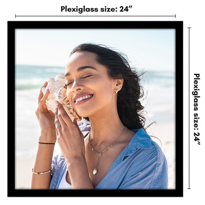Black 24x24 Picture Frame with Oversized Mat and Plexiglass Front