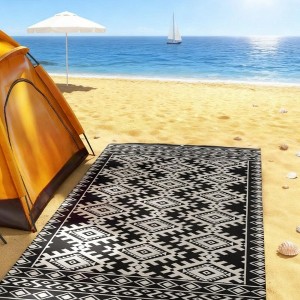 NAYSAYE 9' x 18' Reversible Outdoor Patio Rug Portable Camping Area Mat Waterproof Foldable Carpet for Backyard Porch Garden RV Beach Picnic Decor - 1 of 4