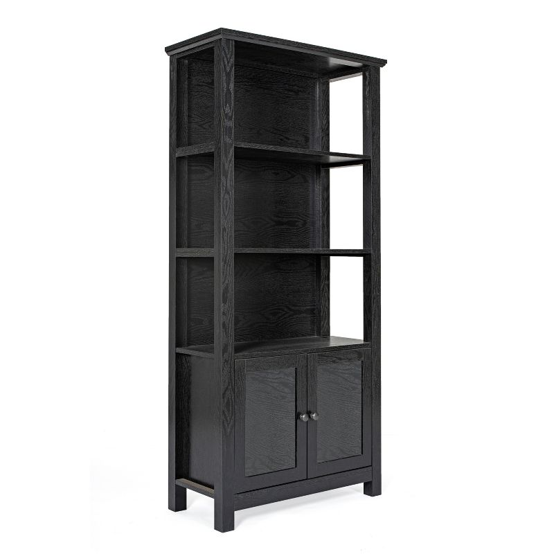 Emma and Oliver Modern Farmhouse Wooden Bookcase and Storage Cabinet with Tempered Glass Doors and 3 Upper Shelves, 1 of 12