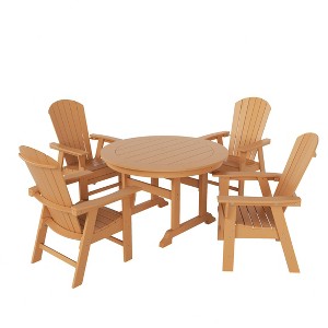 WestinTrends 5 Piece Outdoor Patio Dining Round Table and Shell Back Armchair Set - 1 of 4