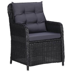 vidaXL Patio Chairs - Poly Rattan Dining Chairs with Cushions Black Steel Frame 2 Pcs - 1 of 4