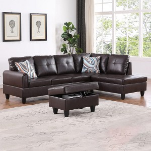 DOMETOUR Living Room Sofa Set 3Pcs(Sofa+Chaise+Ottoman) - 1 of 4