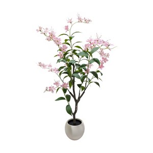 4FT Artificial Jasmines Tree with Pot, Tall Fake Tree Plant with Realistic Flowers, Lifelike Faux Tree Large Artificial Plants - 1 of 4