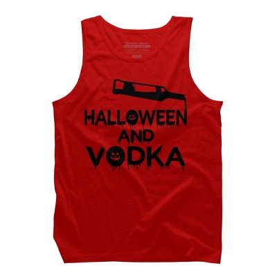 Men's Design By Humans Halloween and Vodka By melcu Tank Top