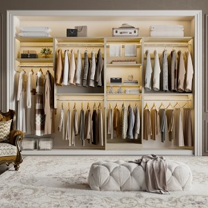 Aheaplus Walk-In Closet Organizer with 7 Hanging Rods, 119.4" Closet System with Shelves - 1 of 4