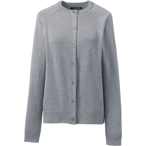 Lands' End School Uniform Women's Cotton Modal Cardigan Sweater - X Large -  Pewter Heather