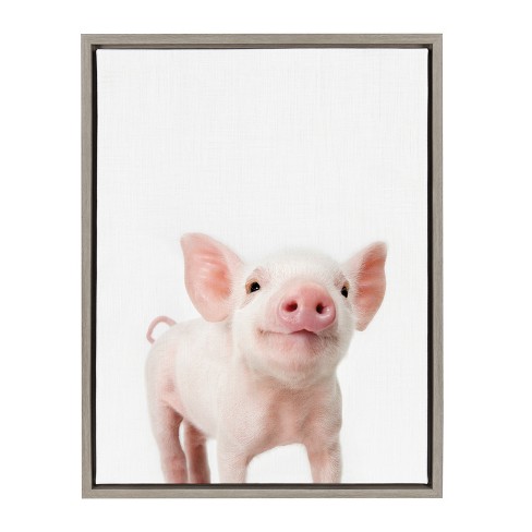 18 X 24 Sylvie Young Pig Framed Canvas Wall Art By Amy Peterson Gray Kate And Laurel Target