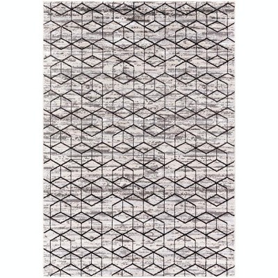 Mark & Day Carlton 5'3"x7' Rectangle Woven Indoor Area Rugs Black/Light Beige: Geometric Modern Stain-Resistant Rug