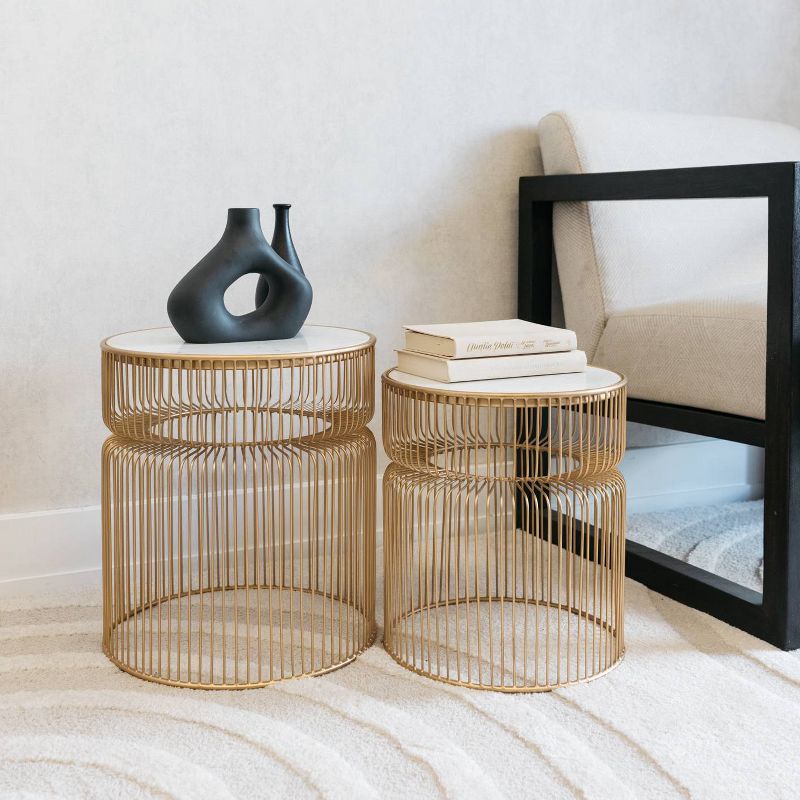 Set of 2 Vernway Side Tables White/Gold - Signature Design by Ashley, 5 of 10