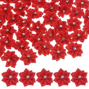 Unique Bargains Artificial Satin Durable Flexible Decorative Mini Ribbon Flowers with Rhinestones 1.2 Inch 200 Pcs - 1 of 4