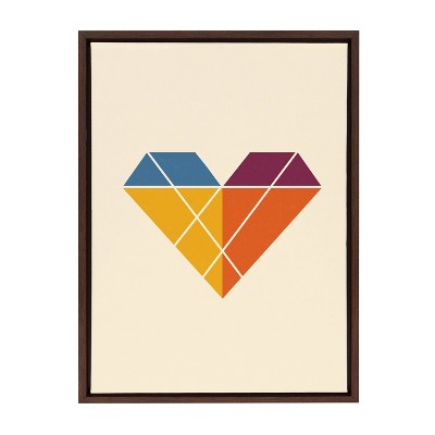 18" x 24" Sylvie Heart by Amber Leaders Designs Framed Wall Canvas Brown - Kate & Laurel All Things Decor