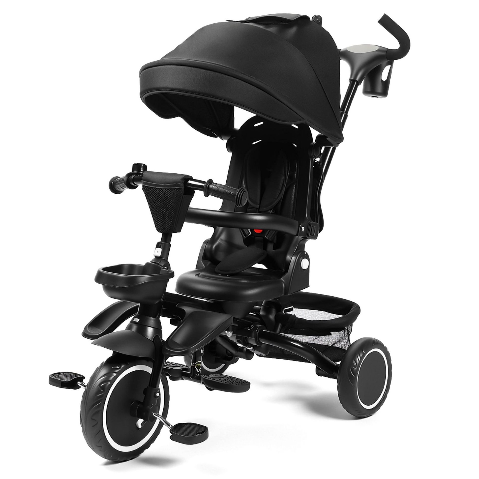 Kinder King 8 in 1 Kids Tricycle Folding Toddler Trike w/Adjustable Push Handle