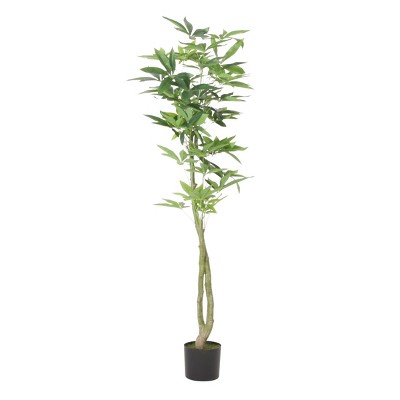 Syemin Artificial Plants Artificial Pachira Macrocarpa Tall Elegant Shape Realistic Foliage Sturdy Build for Living Room, Green, 65.5"*7.75"*7.75"