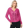 Anna-Kaci Women's Zip-Up Hoodie Jacket with Allover Sequin Embellishments and Ribbed Trim - 2 of 4