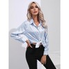 Women's Satin - Like Long Sleeve Blouse, Leopard Print Button - Down Shirt - 3 of 4