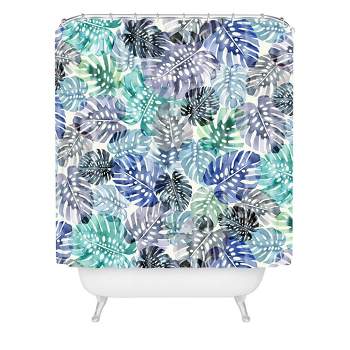 Ninola Design Tropical Jungle Leaves Blue Shower Curtain Blue - Deny Designs