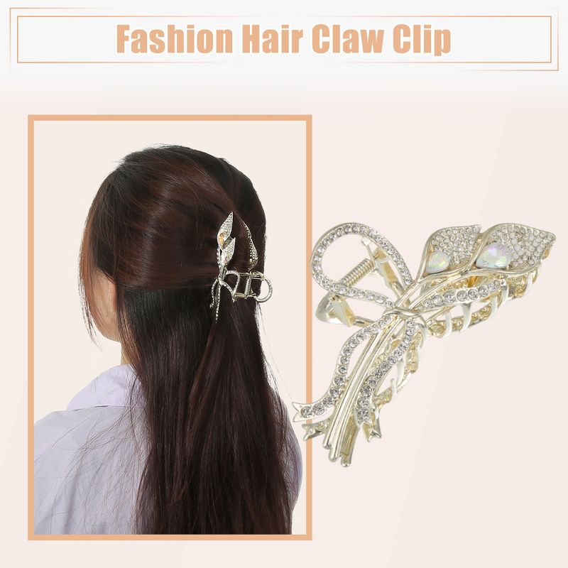 Unique Bargains Women's Flower Metal Hair Claw Clip Gold Tone Black 2 Pcs, 5 of 7
