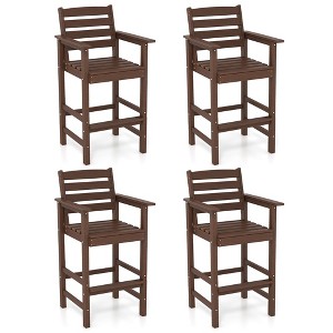 Tangkula Patio Bar Stools Set of 4 Tall Adirondack Chair w/ Backrest Armrests & Footrests - 1 of 4