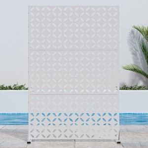 PexFix 72 in. x 47 in. Outdoor Metal Privacy Screen Garden Fence in Coins Pattern in White - 1 of 4