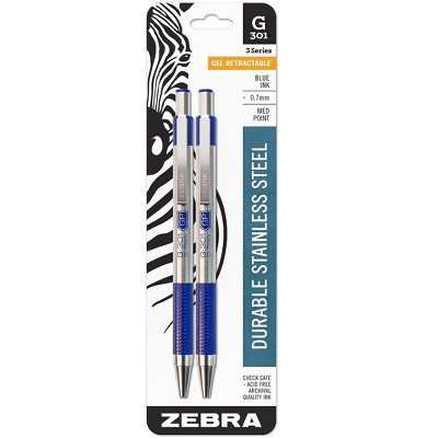 Zebra Pen G-301 Retractable Gel Pens Medium Point Blue Ink 681759