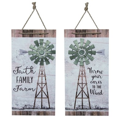 Transpac MDF Windmill Wall Decor Set of 2 Spring Home Decorations