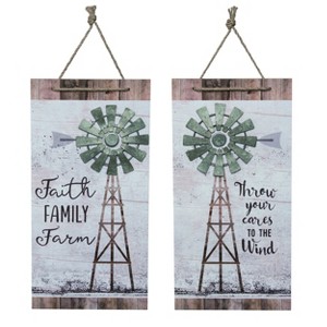 Transpac MDF Windmill Wall Decor Set of 2 Spring Home Decorations - 1 of 1