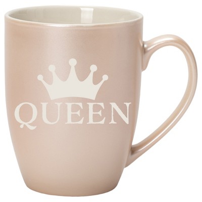 100 North Crown Royalty 10 Ounce White and Precious Pearl Metallic Finish, Comfortably Fits Your Hands, New Bone China Coffee Tea Cup Mug, Queen
