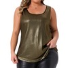 Women's Plus Size Metallic Glitter Shiny Square Neck Sleeveless Club Party Tank Tops - Agnes Orinda - 2 of 4