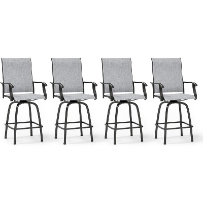 Simple Trending 4, Bar Height Patio Chairs, High Top Patio Chairs, Supports 300 lbs (Grey Fabric)