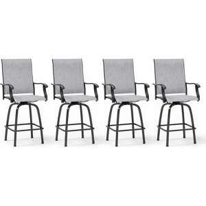 Simple Trending 4, Bar Height Patio Chairs, High Top Patio Chairs, Supports 300 lbs (Grey Fabric) - 1 of 4