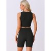 cheibear Women's Summer Sleeveless Ribbed Knit Tank Top with Jogger Biker Shorts Pajamas - 4 of 4