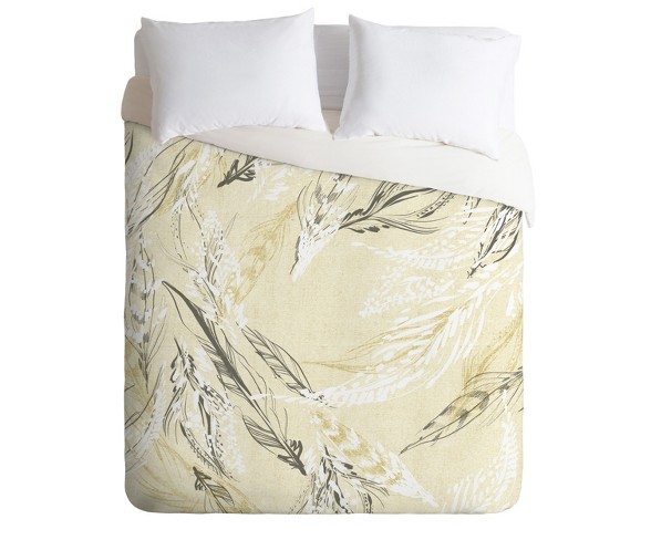 Twin/Twin XL Pattern State Feather Duvet Set Yellow - Deny Designs