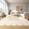 Modern Bordered Living Room Bedroom Rugs, Scalloped Washable Non Slip Dining Room Carpet, Accent Home Decor Rugs - 4 of 4