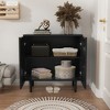 Resenkos Rattan Accent Cabinet with 2 Doors, Boho Sideboard Buffet Cabinet with Storage, Modern Black Credenza, Black - 2 of 4