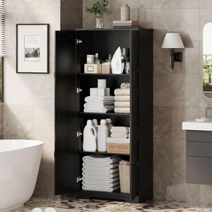 60" Freestanding Pantry Cabinet with Adjustable Shelves, Kitchen Storage Cabinet with Doors, Modern Wooden Kitchen Cabinet - 1 of 4