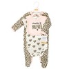 Hudson Baby Infant Girl Cotton Sleep and Play, Bodysuit and Bandana Bib Set, Leopard Hearts - 2 of 4