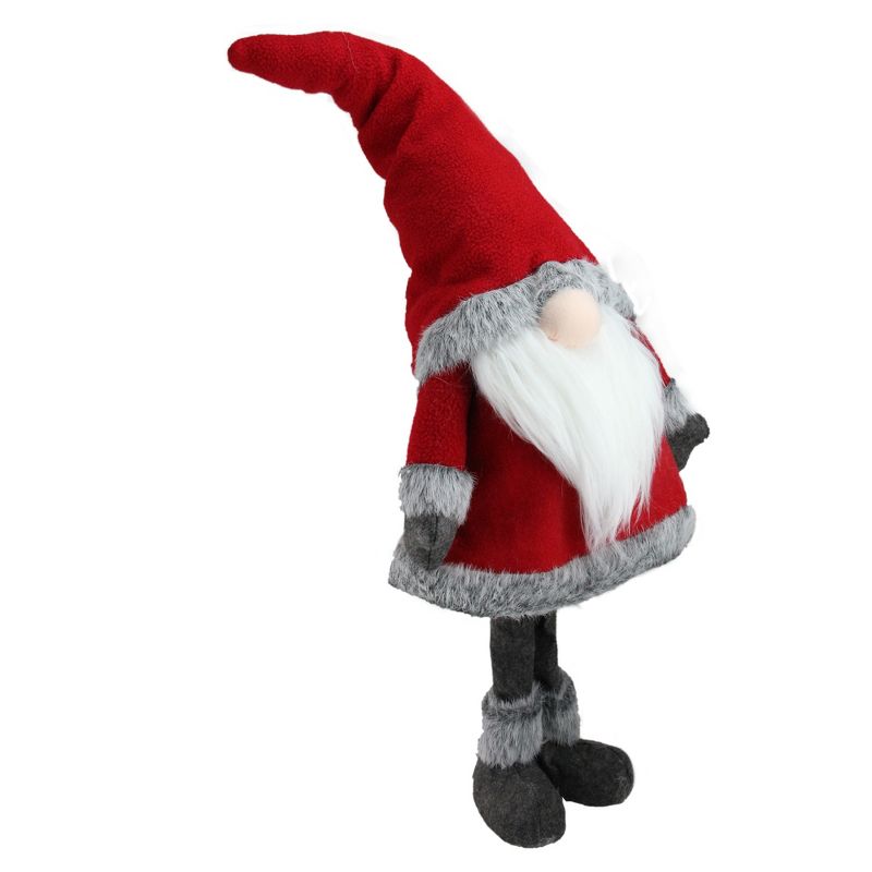 Northlight 28” Red Standing Christmas Santa Claus Gnome with Gray Faux Fur Trim, 2 of 5