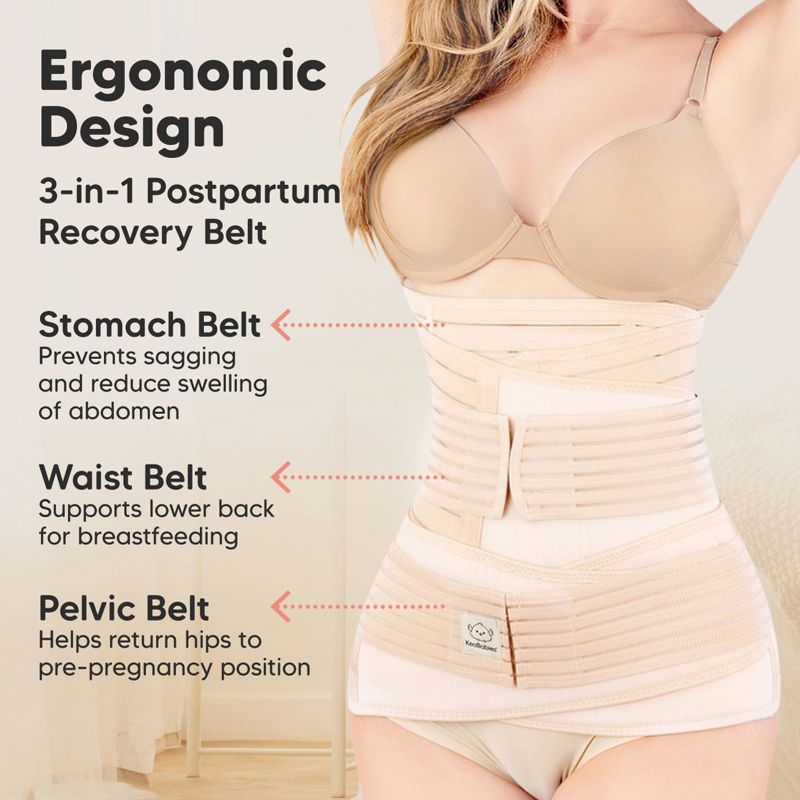 Revive 3 in 1 Postpartum Belly Band Wrap, Post Partum Recovery, Postpartum Waist Binder Shapewear  (Classic Ivory, Medium/Large), 3 of 11